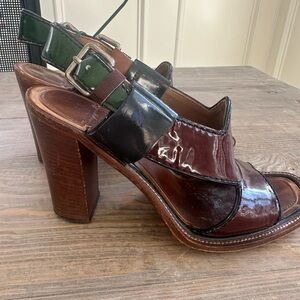 Brown and Black Vintage Prada Women's Heels